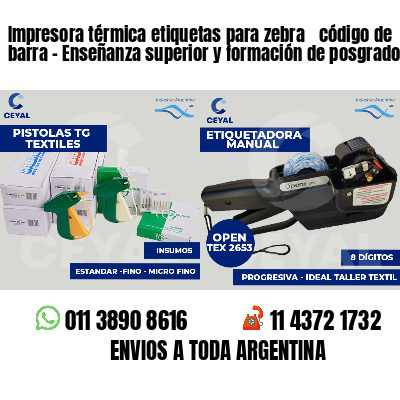 Impresora térmica etiquetas para zebra  código de barra - Enseñanza superior y formación de posgrado